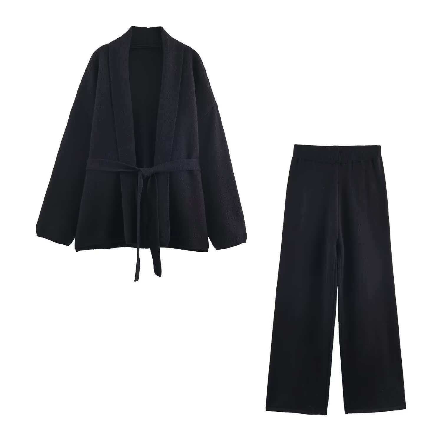 Pure Cashmere V-Neck Cardigan with Belt Loose Knit Coat