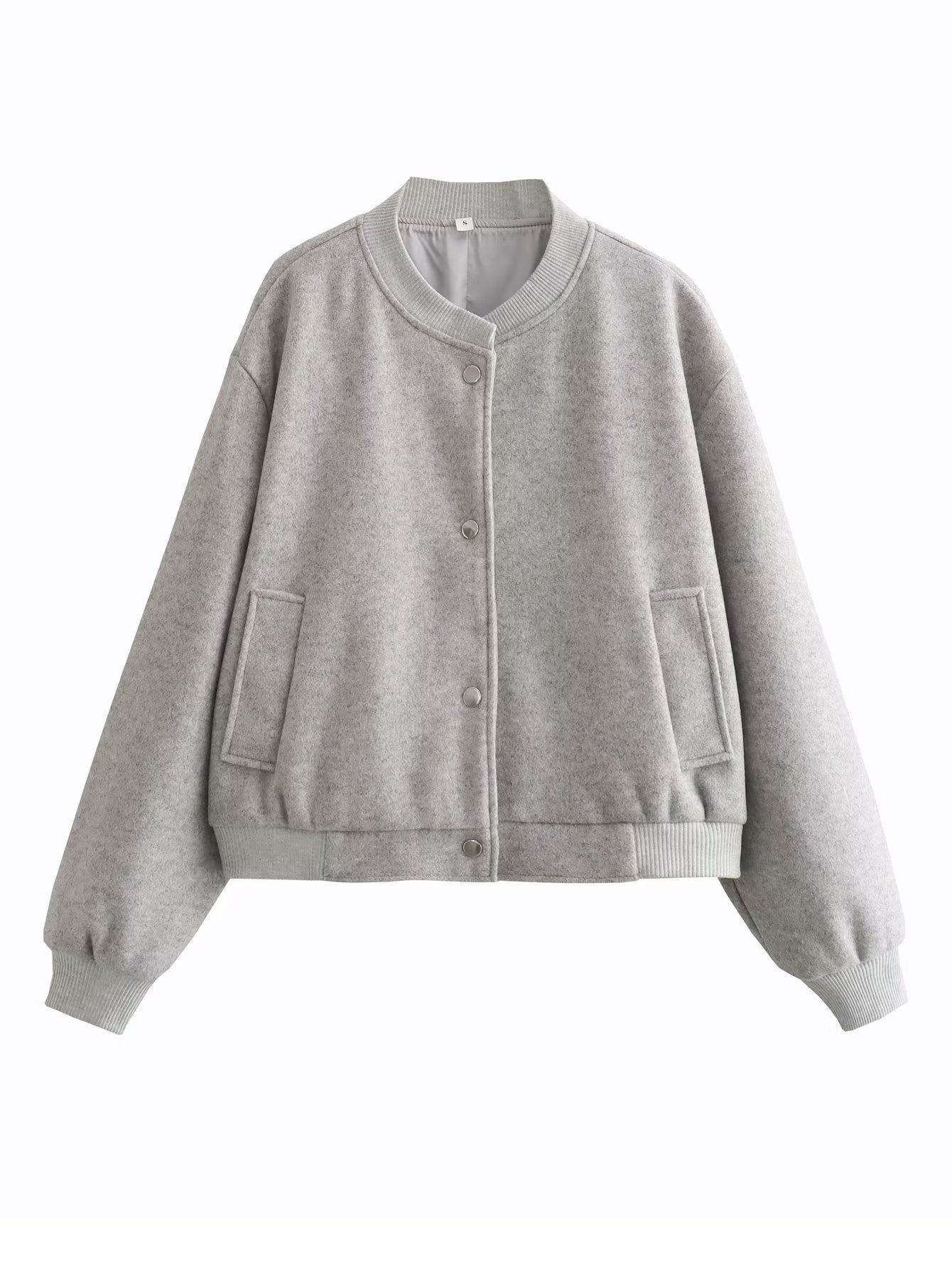 Women's Soft Short Bomber Jacket Long Sleeve Lined