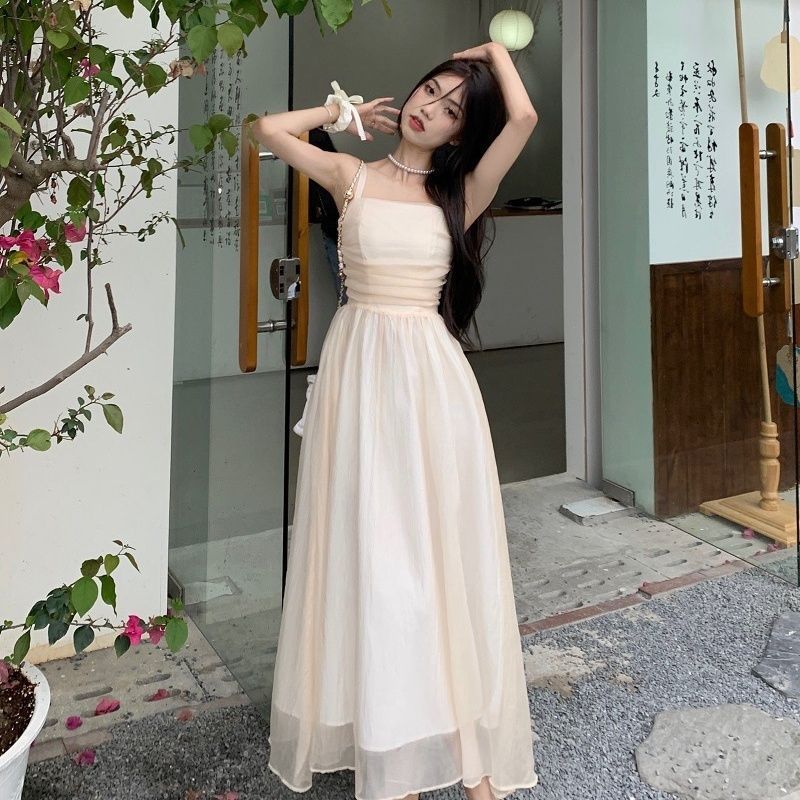 French Purple Slip Dress Women's Summer Petite Elegant Beach Vacation Long Dress