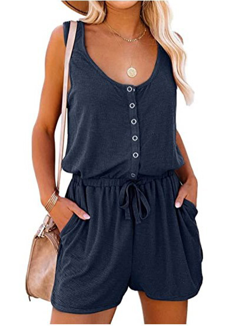 Women's Sleeveless Wide-Leg Romper with Tie Waist