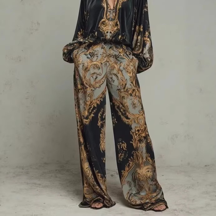 Unisex 3D Print Long Sleeve Top & Pants Loungewear Set
