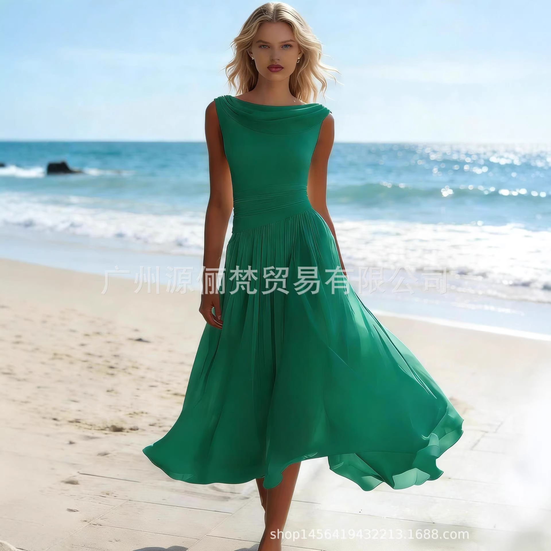 Flowy Chiffon High-Waist Long Dress