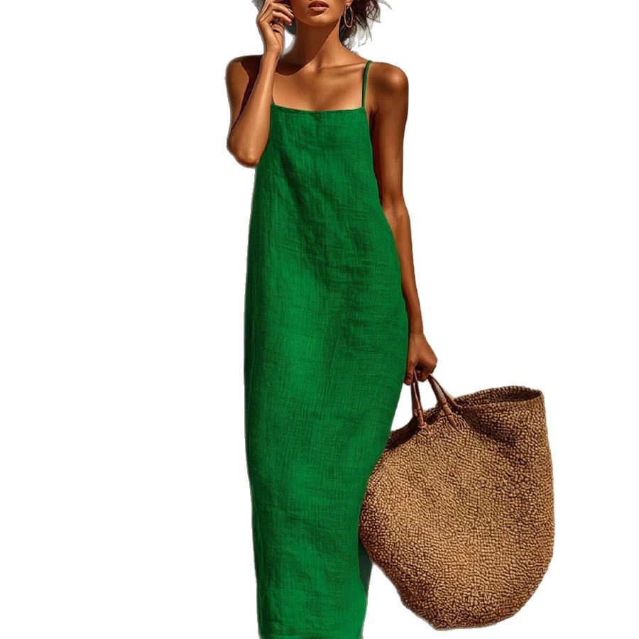 Women's Sleeveless Square Neck Boho Midi Dress