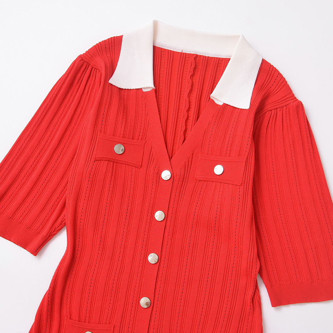 Women's Hollow-Out Knit Short-Sleeve Bodycon Dress