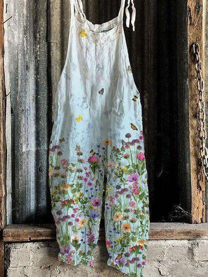 Sweet Floral Print Wide-Leg Jumpsuit