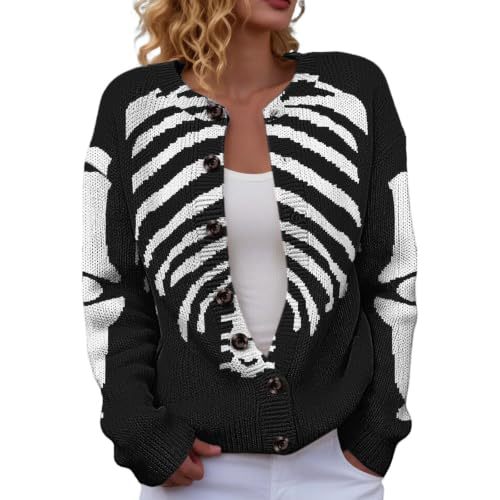Halloween Pumpkin Castle Print Faux Knit Cardigan for Women
