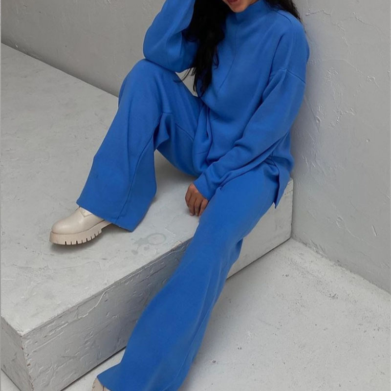 Women's Long Sleeve Loose Knit Sweater and Pants Set