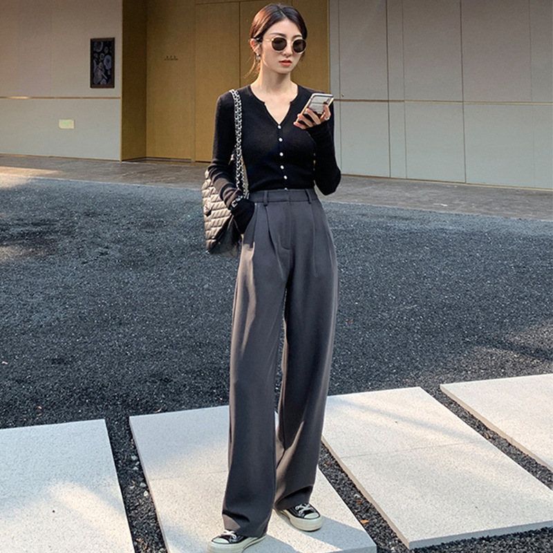 Women's High-Waist Straight-Leg Wide-Leg Dress Pants