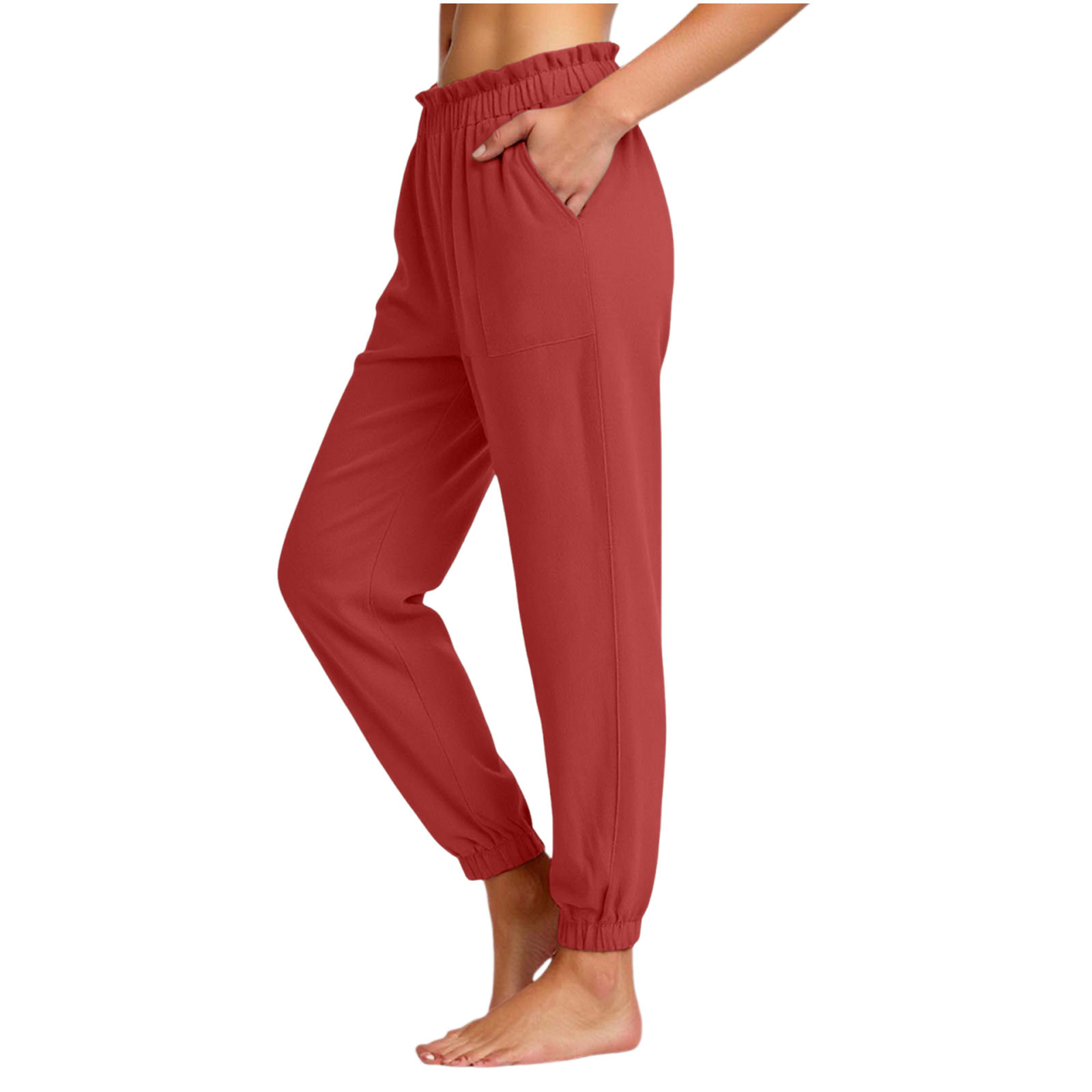 Women's Elastic Waist Straight-Leg Jogger Pants Casual Running Sweatpants