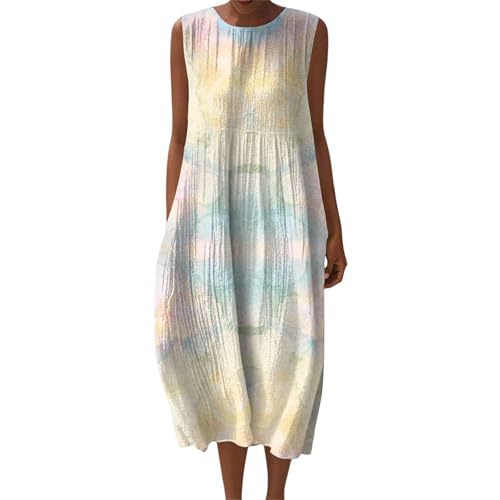 Women's Vintage Floral Print Sleeveless Midi Dress