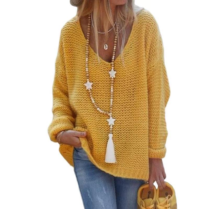 Women's V-Neck Long-Sleeve Knit Sweater