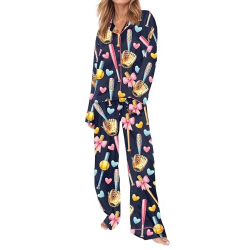 Women's Cuban Collar Print Long Sleeve Shirt Set