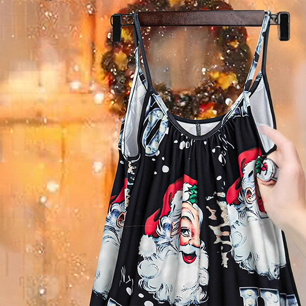 Christmas Pocket Sleeveless Jumpsuit Streetwear