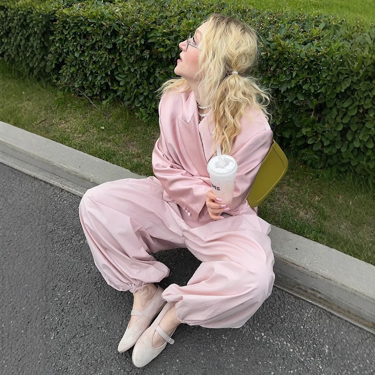 Pure Cotton Lantern Pants Streetwear Loose Wide-Leg Trousers