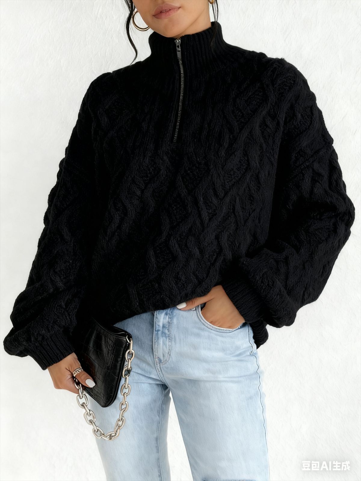 Women's Double-Sided Fleece Pullover Zip-Up Top