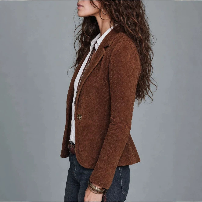 Retro Lapel Single-Button Blazer