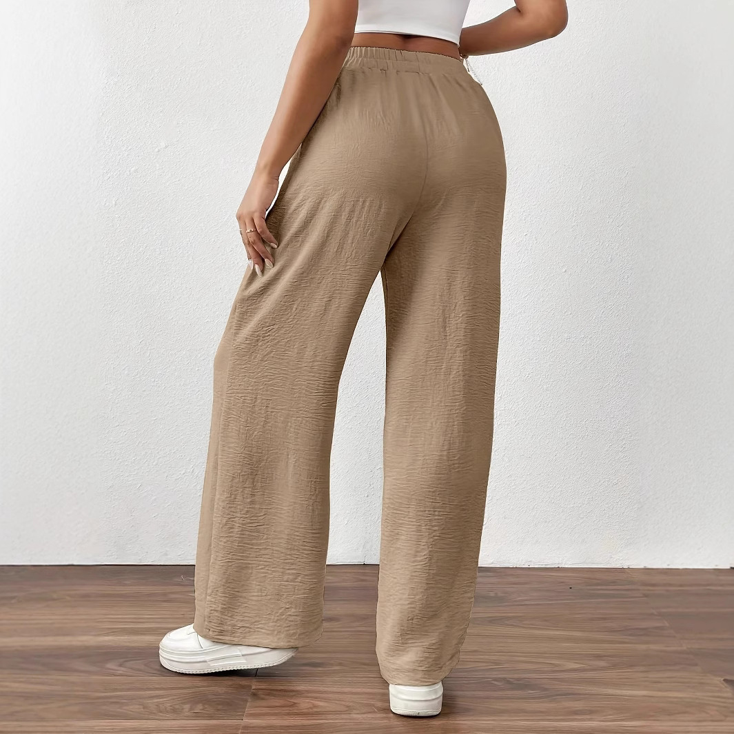 Women's Wide-Leg Lounge Pants with Pockets, Elastic Drawstring Waist, Lightweight