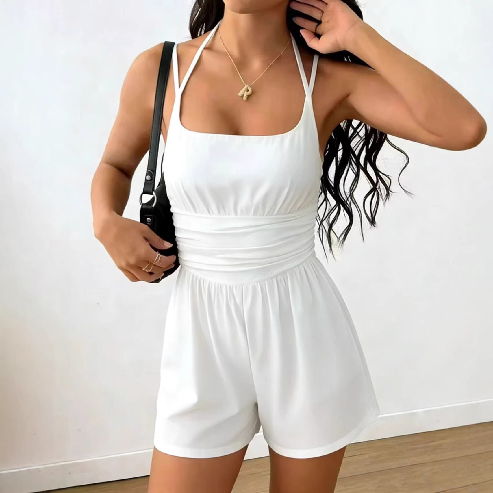 Women's Solid Sleeveless High-Waist Cami Jumpsuit