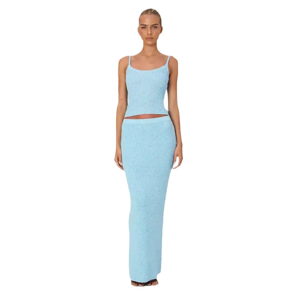 Women's Striped Cami Top and Bodycon Midi Skirt Set