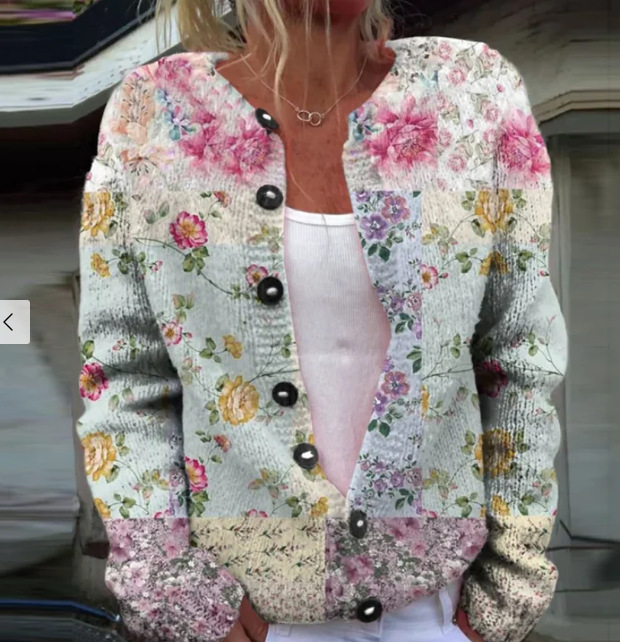 Women's Floral Print Button Cardigan Sweater