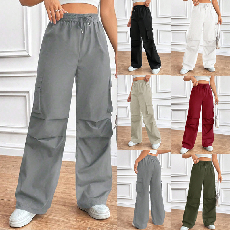 Women's High-Waist Drawstring Cargo Pants Loose Fit