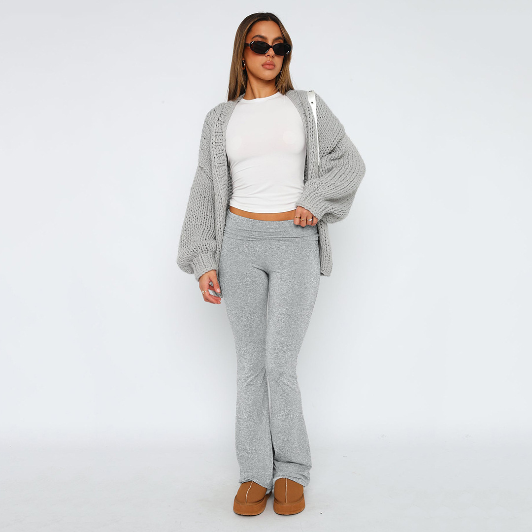 Women's Low-Rise Flare Pants Set Casual Slimming Solid Color