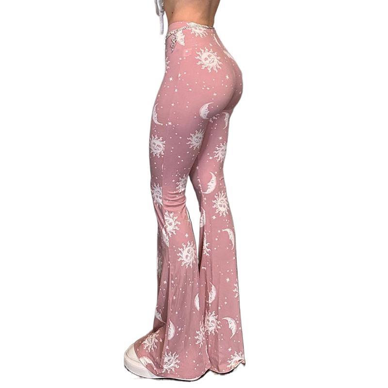 Abstract Print Flared Yoga Pants Slimming Leg-Lengthening Casual Pants