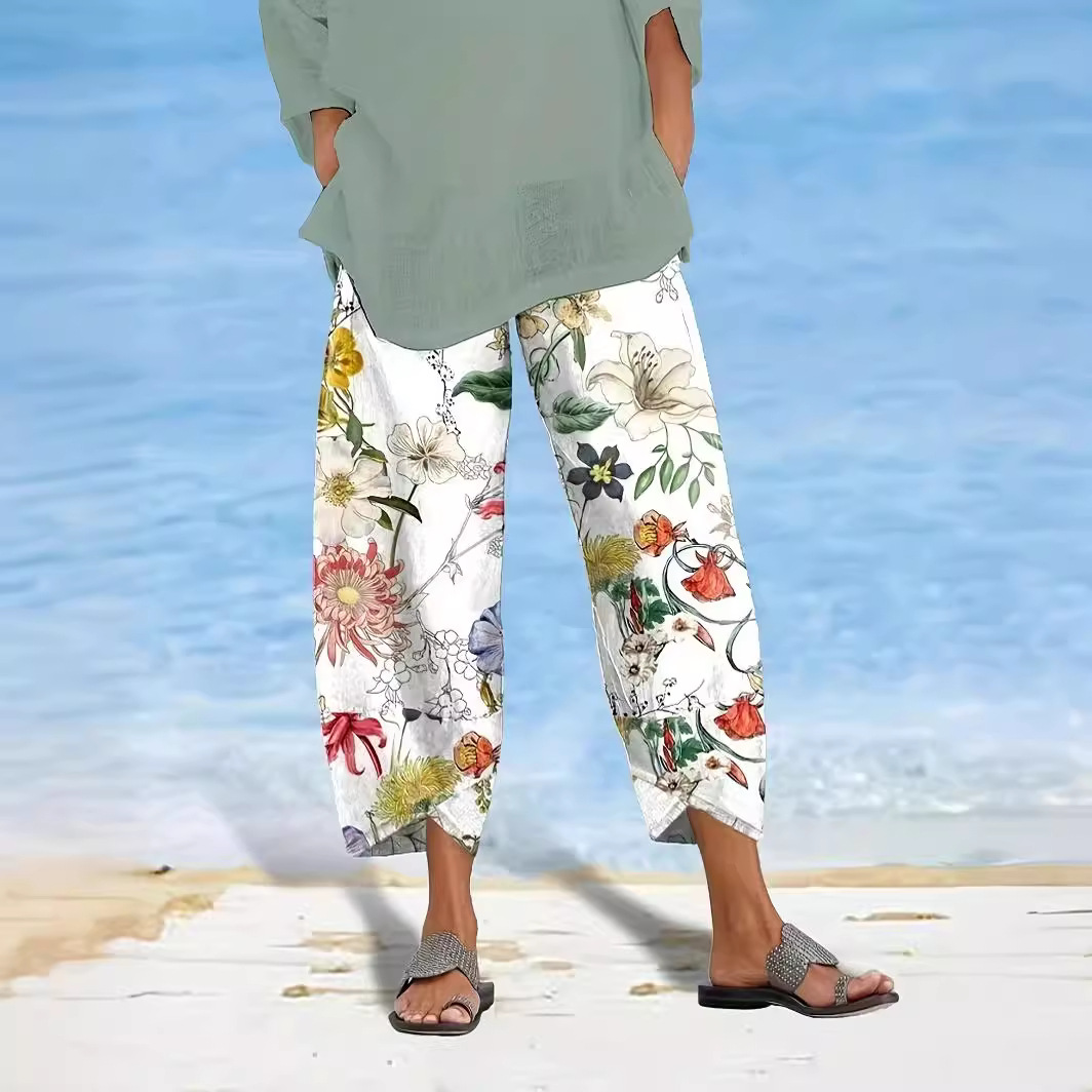 Women's Printed Loose Casual Capri Pants Beachwear