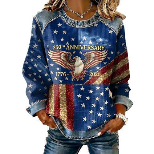 Women's USA Flag Star Heart Print Sweatshirt
