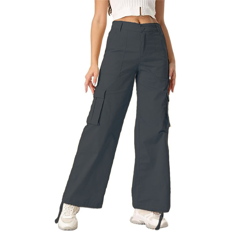 High-Waist Wide-Leg Cargo Pants with Pockets
