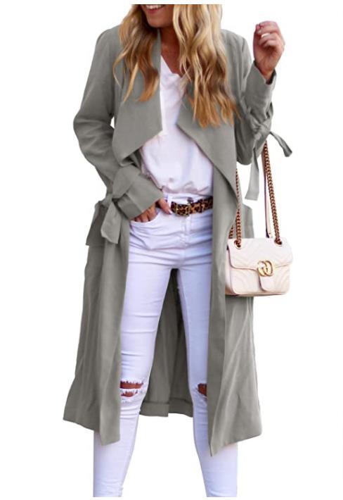 Women's Midi A-Line Tie-Waist Dress with Long Cardigan, Multi-Color