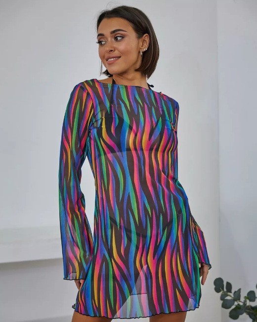 Women's Leopard Print Open Back Bell Sleeve Summer Dress