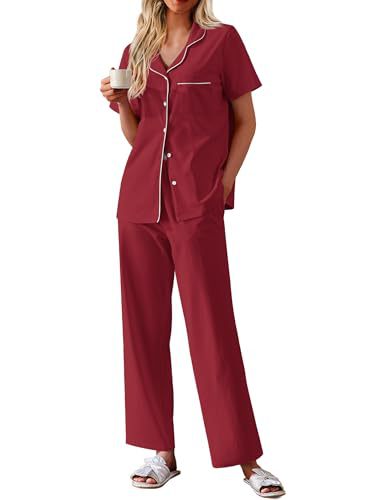 Women's Cuban Collar Short Sleeve Shirt and Pants Set