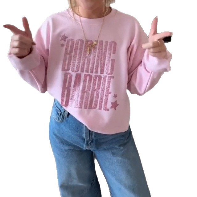 Women's Letter Print Crewneck Long Sleeve Loose Fit Sweatshirt