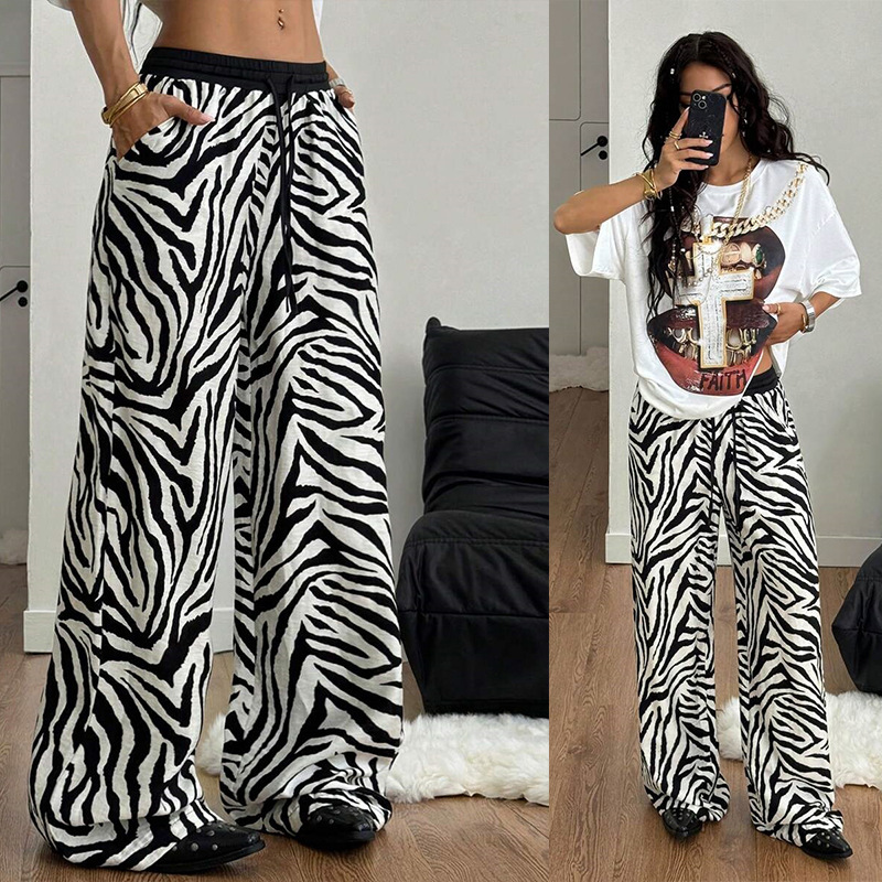Striped Zebra Print Wide-Leg Lounge Pants