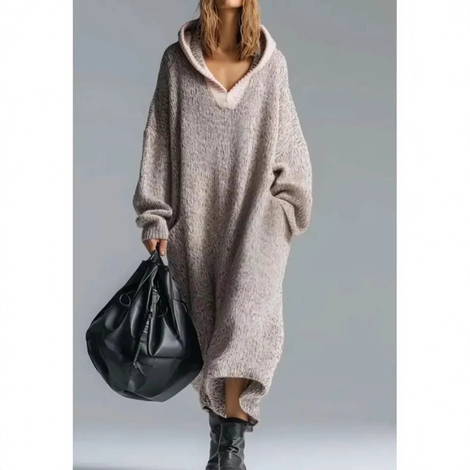 Casual Loose Hooded Knit Dress