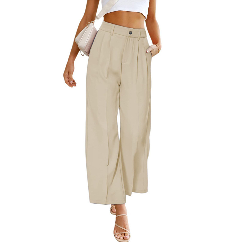 Women's High-Waist Wide-Leg Dress Pants with Pockets