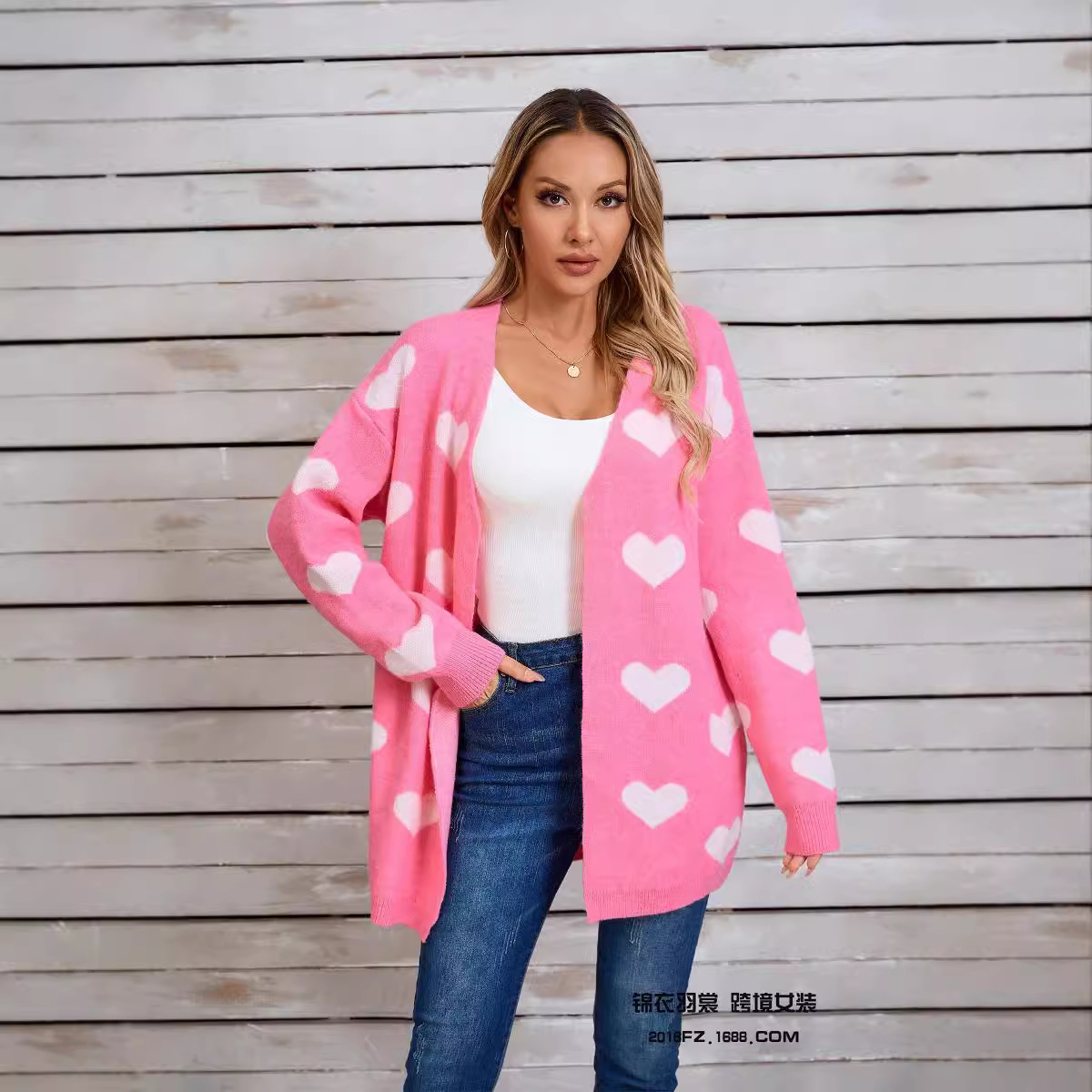 Heart Color-Block Knit Sweater