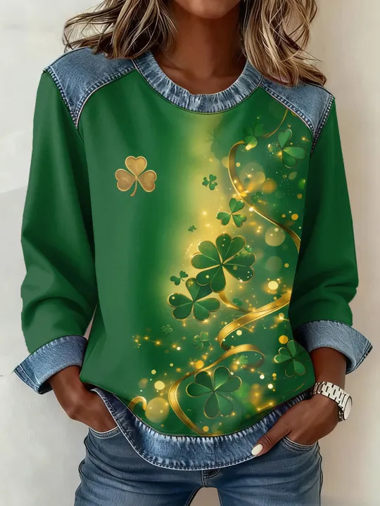 Women's Iris Floral Print Crewneck Sweatshirt