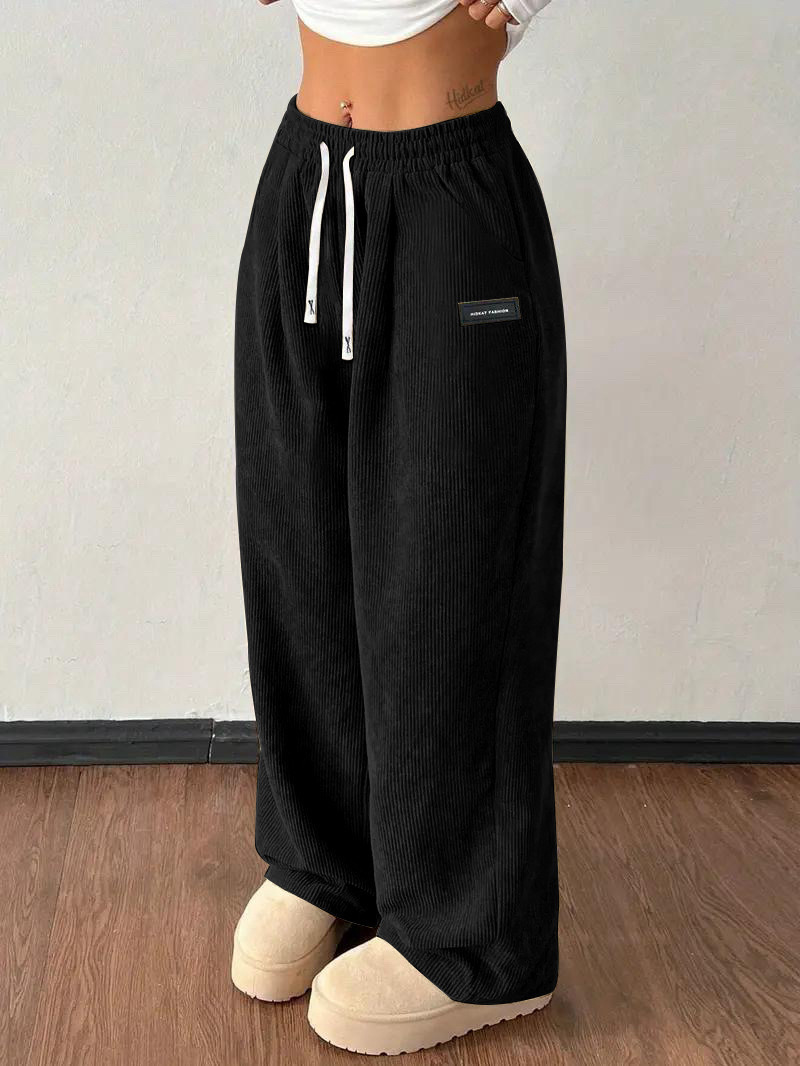 Women's Loose Drawstring Corduroy Pants with Pockets