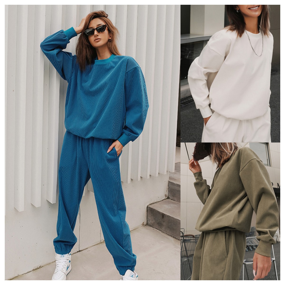 Women's Casual Crewneck Sweatshirt and Pants Set