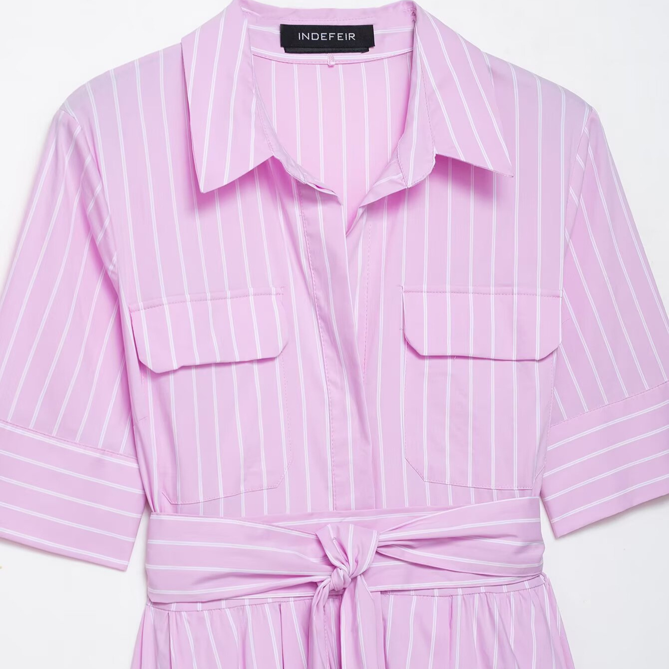 Women's Poplin Shirt Dress Sleeveless Collared Midi