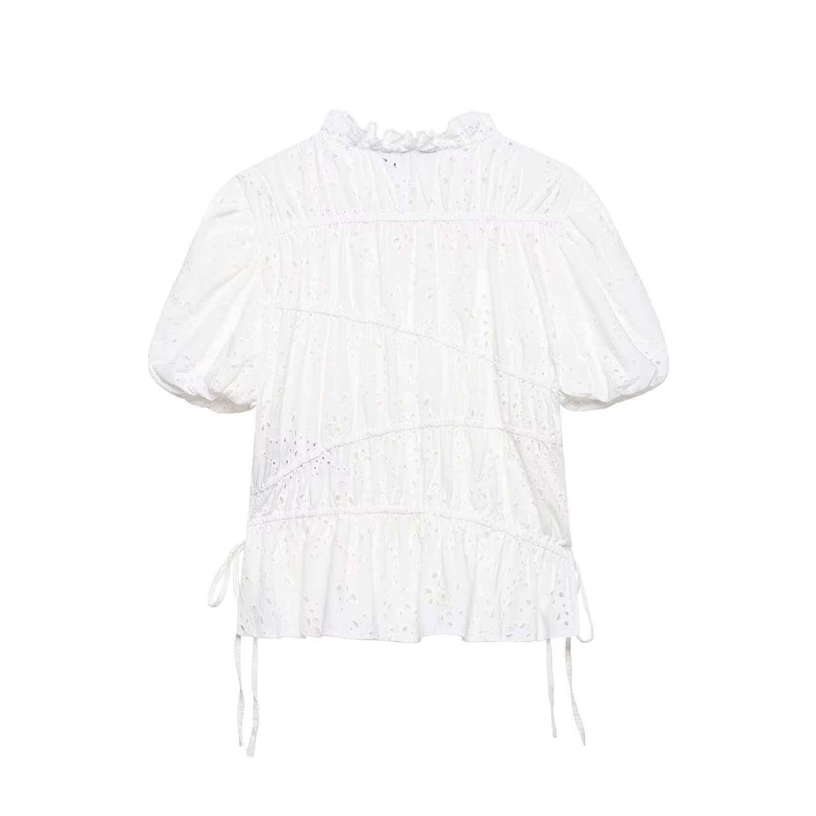 Women's Summer Two-Piece Skirt Set with Hollow-Out Embroidery, Slimming Fit