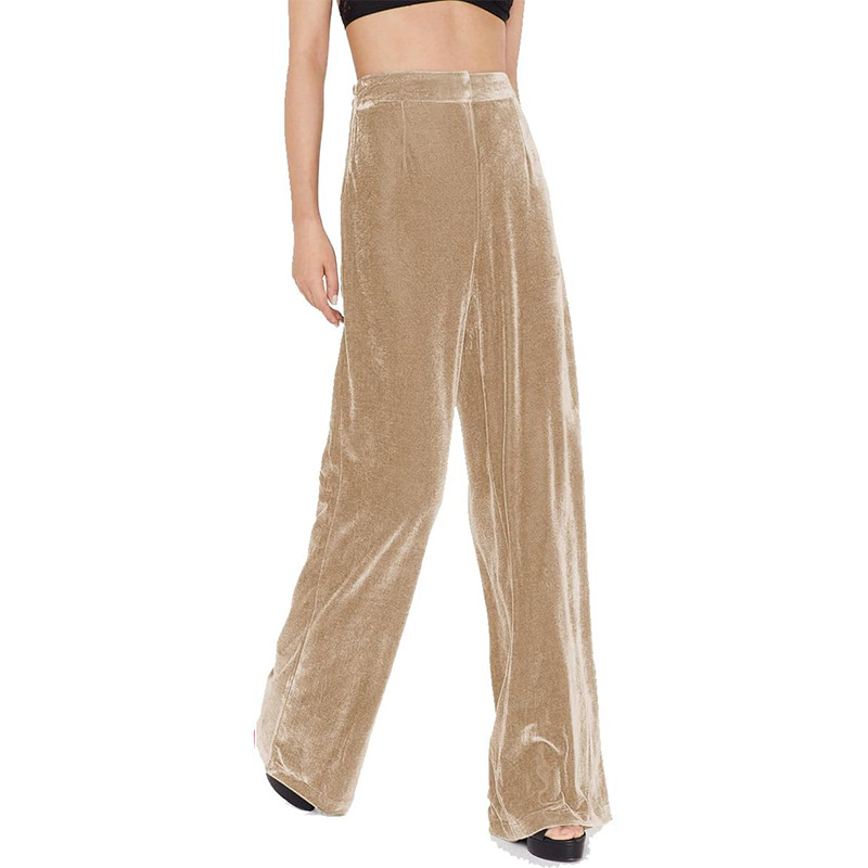 Women's High-Waist Wide-Leg Velvet Pants French Elegant Loose Fit