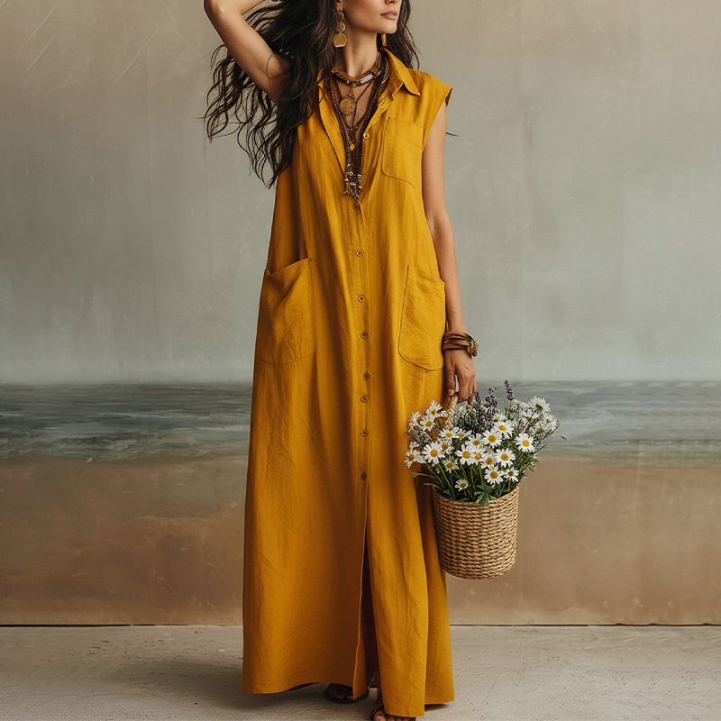 Women's Off-Shoulder Boho Shirt Dress Loose A-Line High Waist