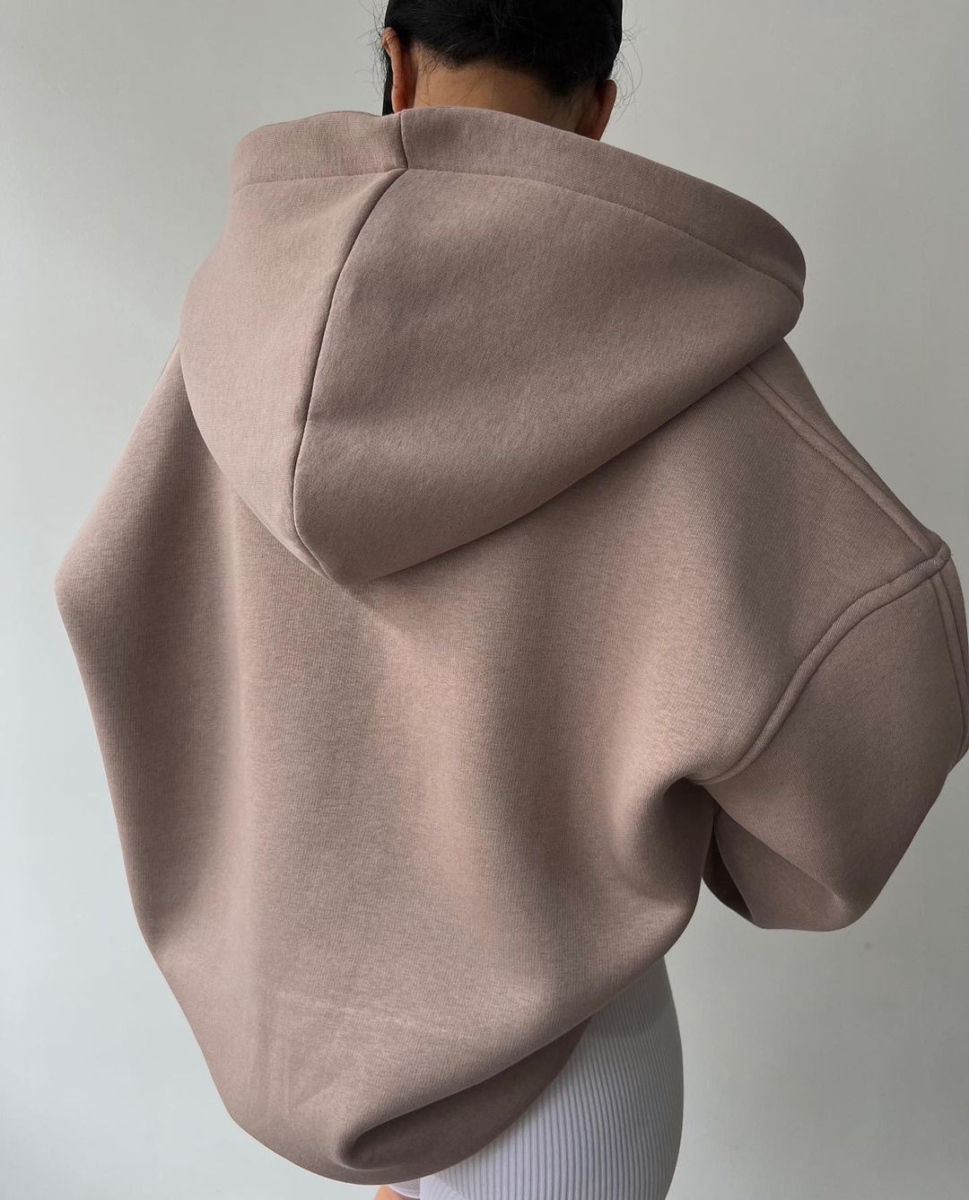 Fleece-Lined Hooded V-Neck Print Long-Sleeve Sweatshirt
