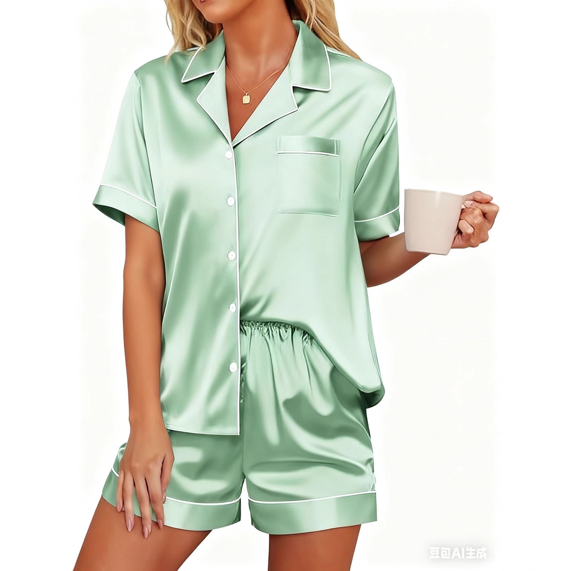 Women's Cuban Collar Floral Print Short Sleeve Shirt Set
