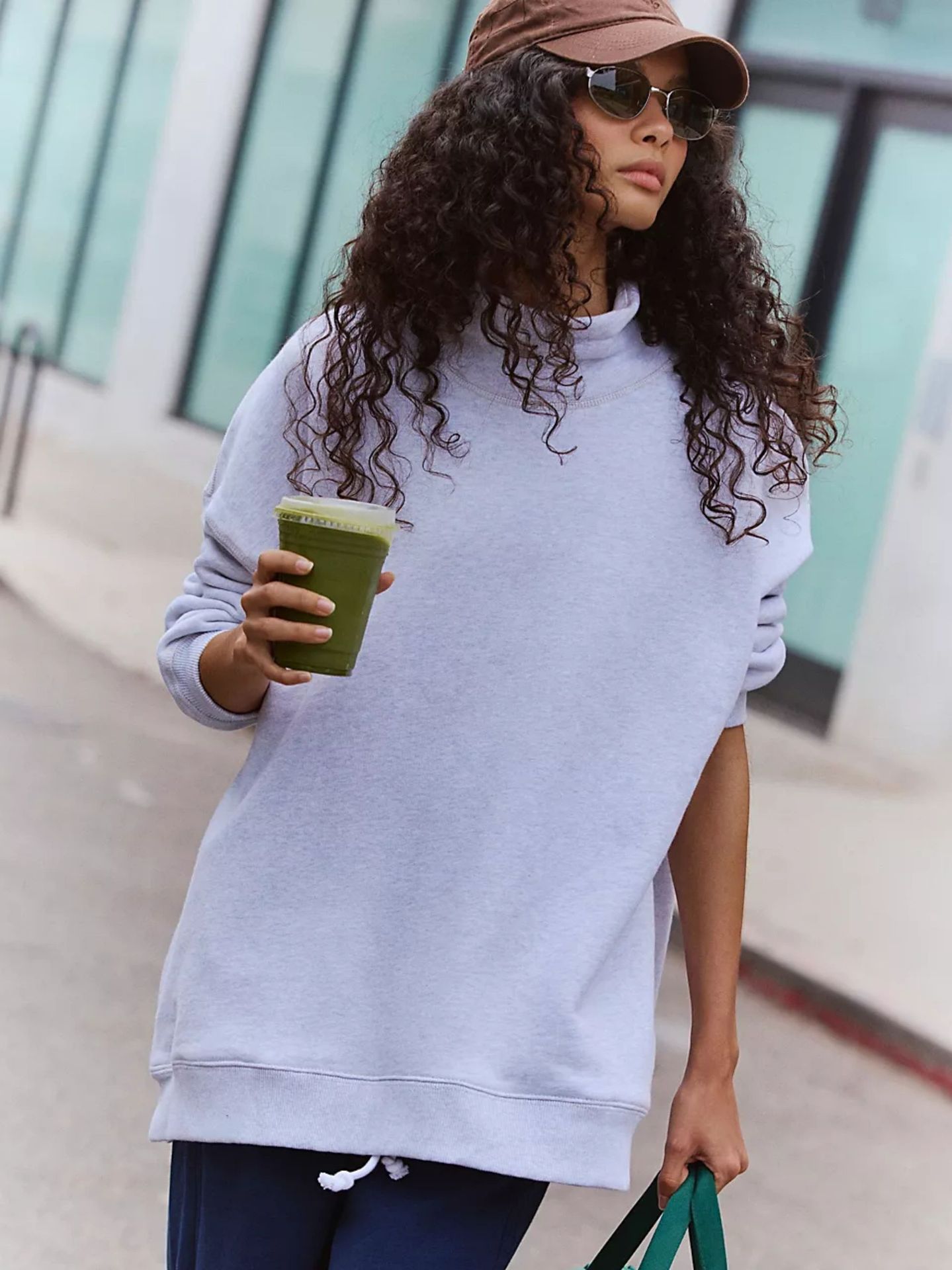Women's Loose Crewneck High Neck Long Sleeve Pullover Sweatshirt
