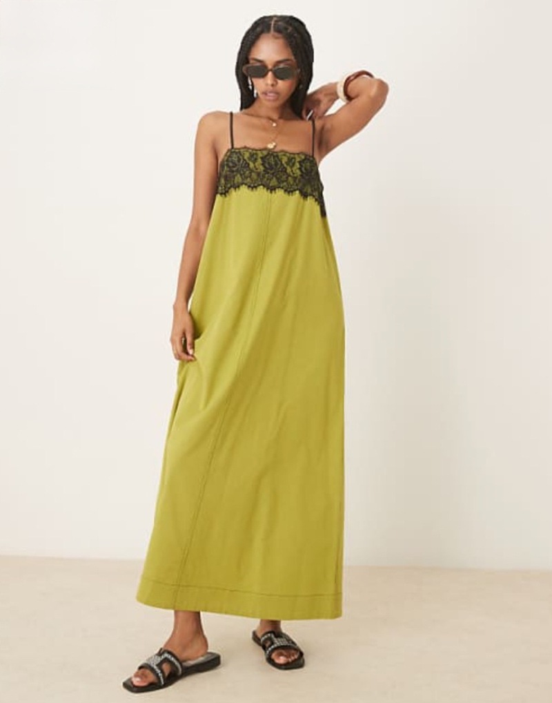 Elegant Lace Trim Sleeveless Cami Dress