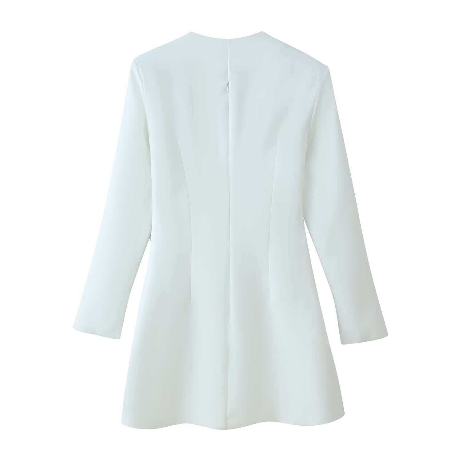Women's Stand Collar Button Waist Dress